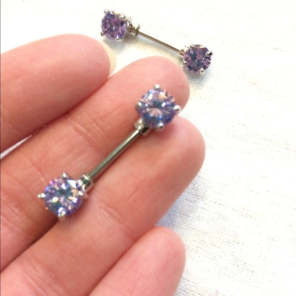 14 Gauge Purple Gem Nipple Jewelry